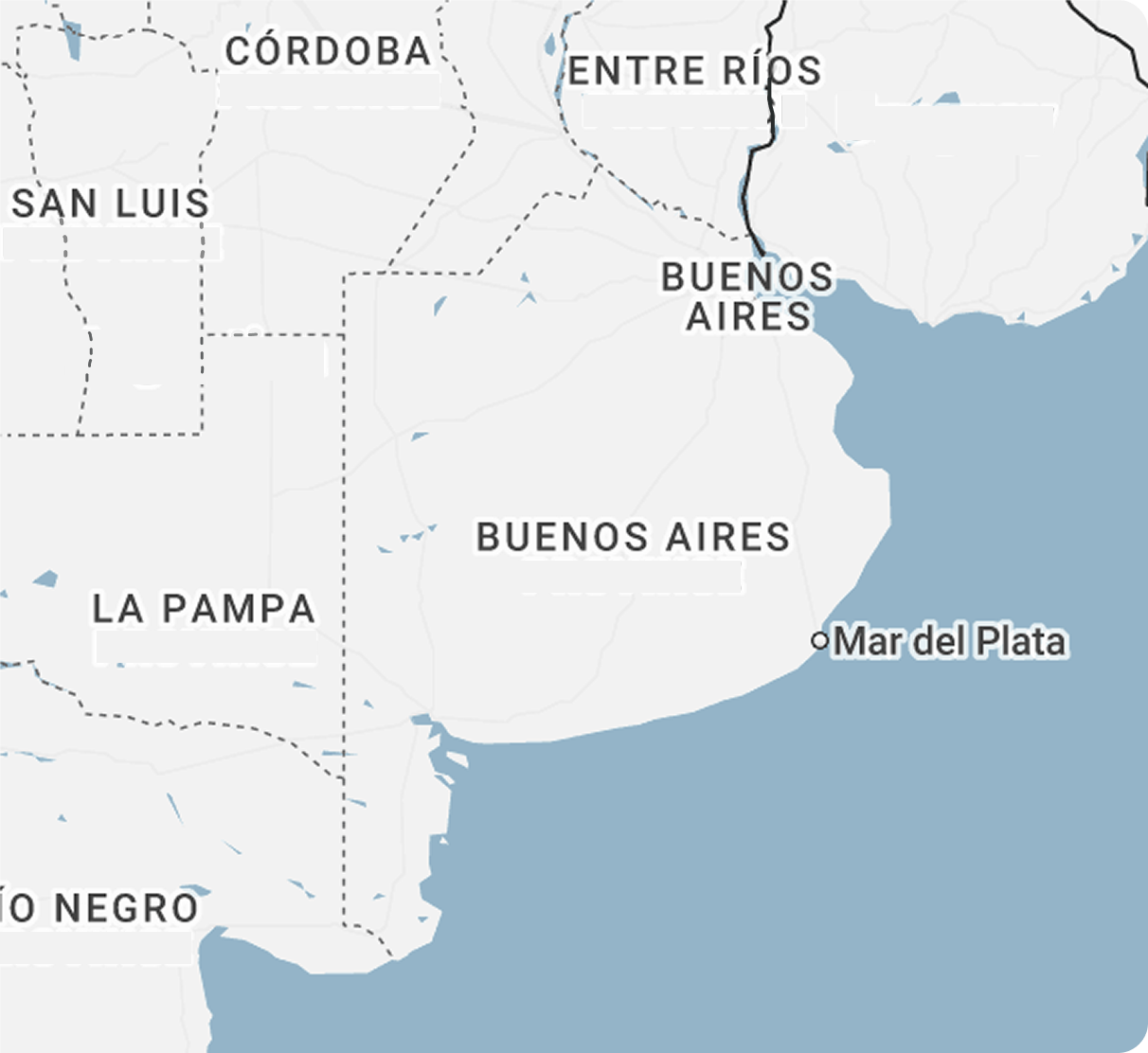 Mapa de cobertura en la provincia de Buenos Aires y zonas limítrofes